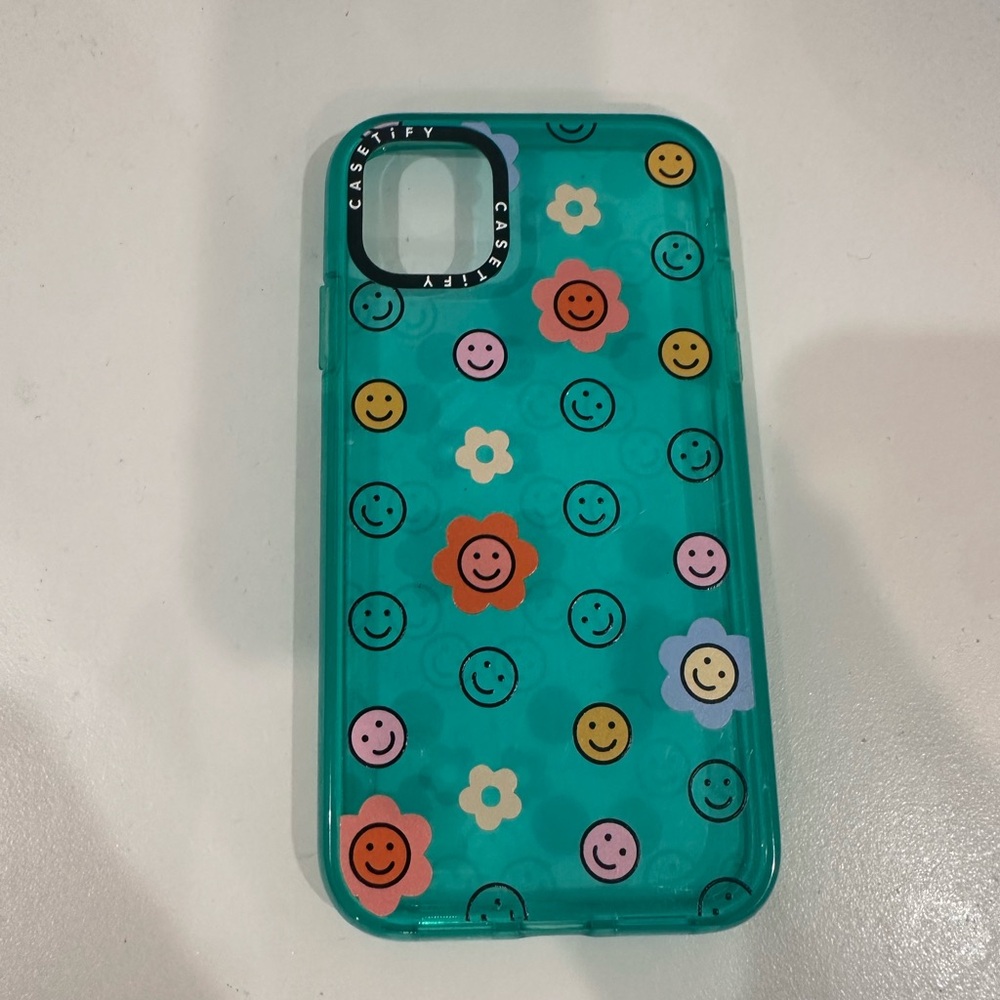 Casetify Teal Floral Smiley Phone Case